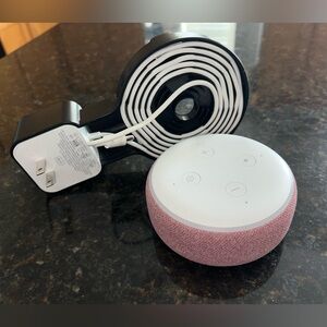 The Amazon Echo Dot 3rd Gen Smart Speaker Pink with wall mount